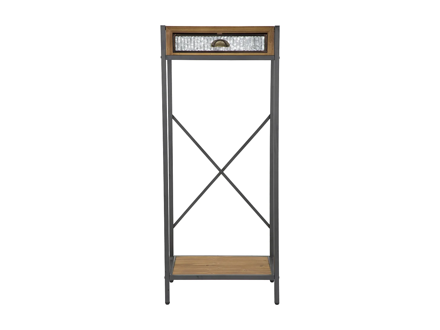 Meuble en métal et bois marron avec tiroir 50x40x121 cm