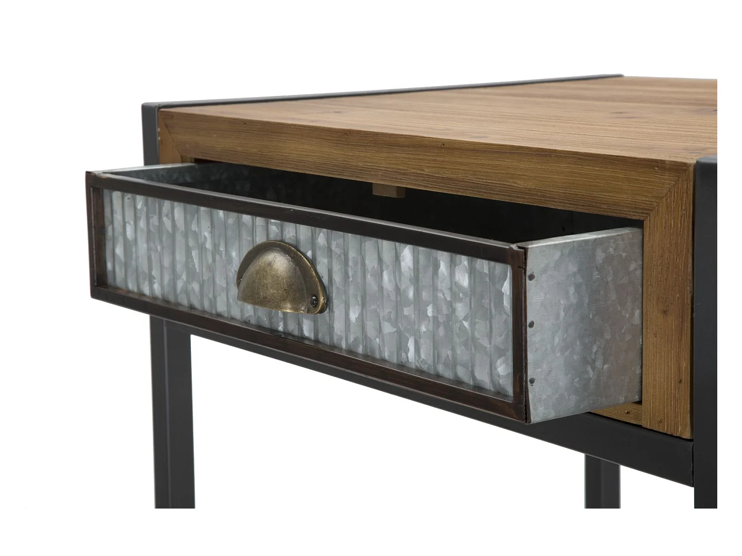 Meuble en métal et bois marron avec tiroir 50x40x121 cm