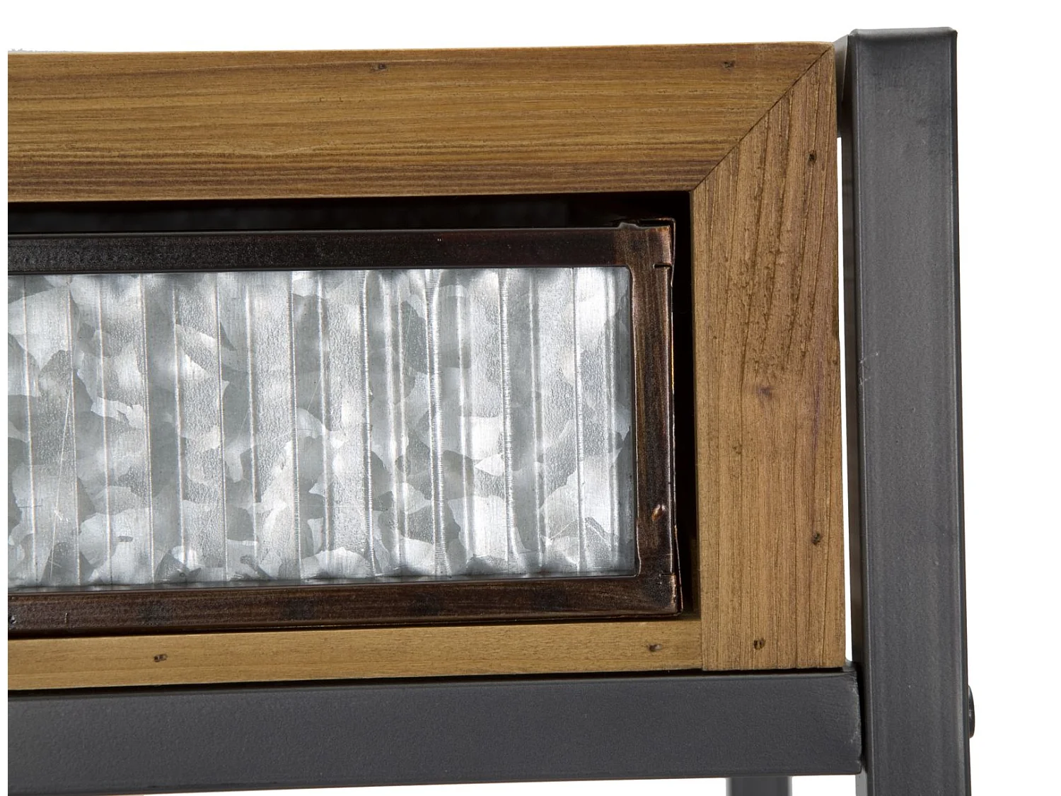 Meuble en métal et bois marron avec tiroir 50x40x121 cm