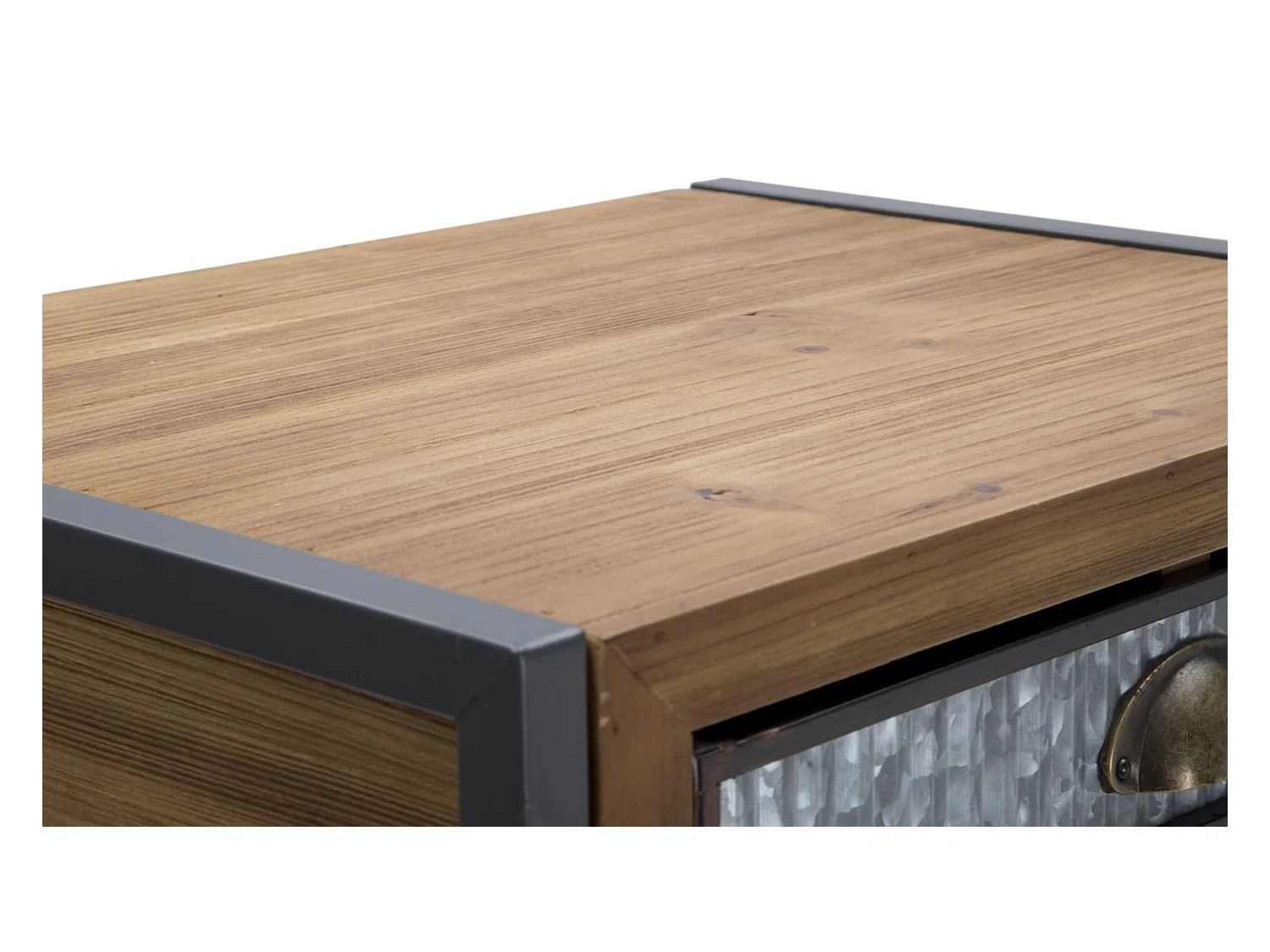 Meuble en métal et bois marron avec tiroir 50x40x121 cm