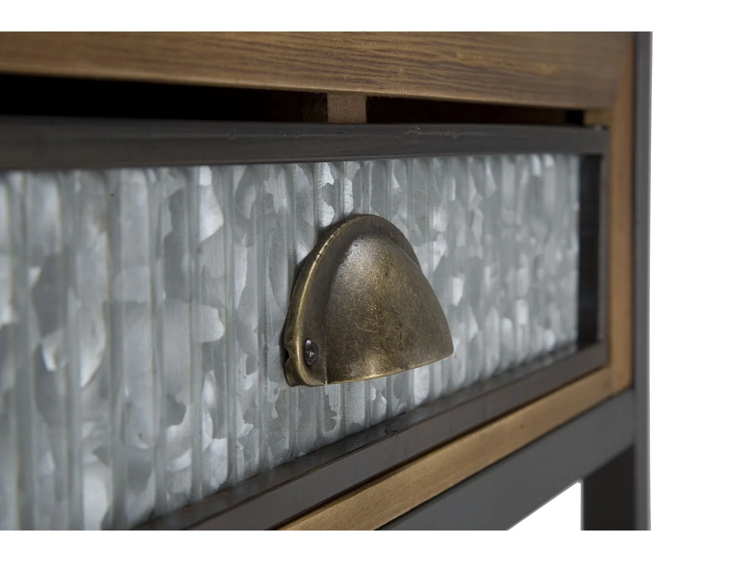 Meuble en métal et bois marron avec tiroir 50x40x121 cm