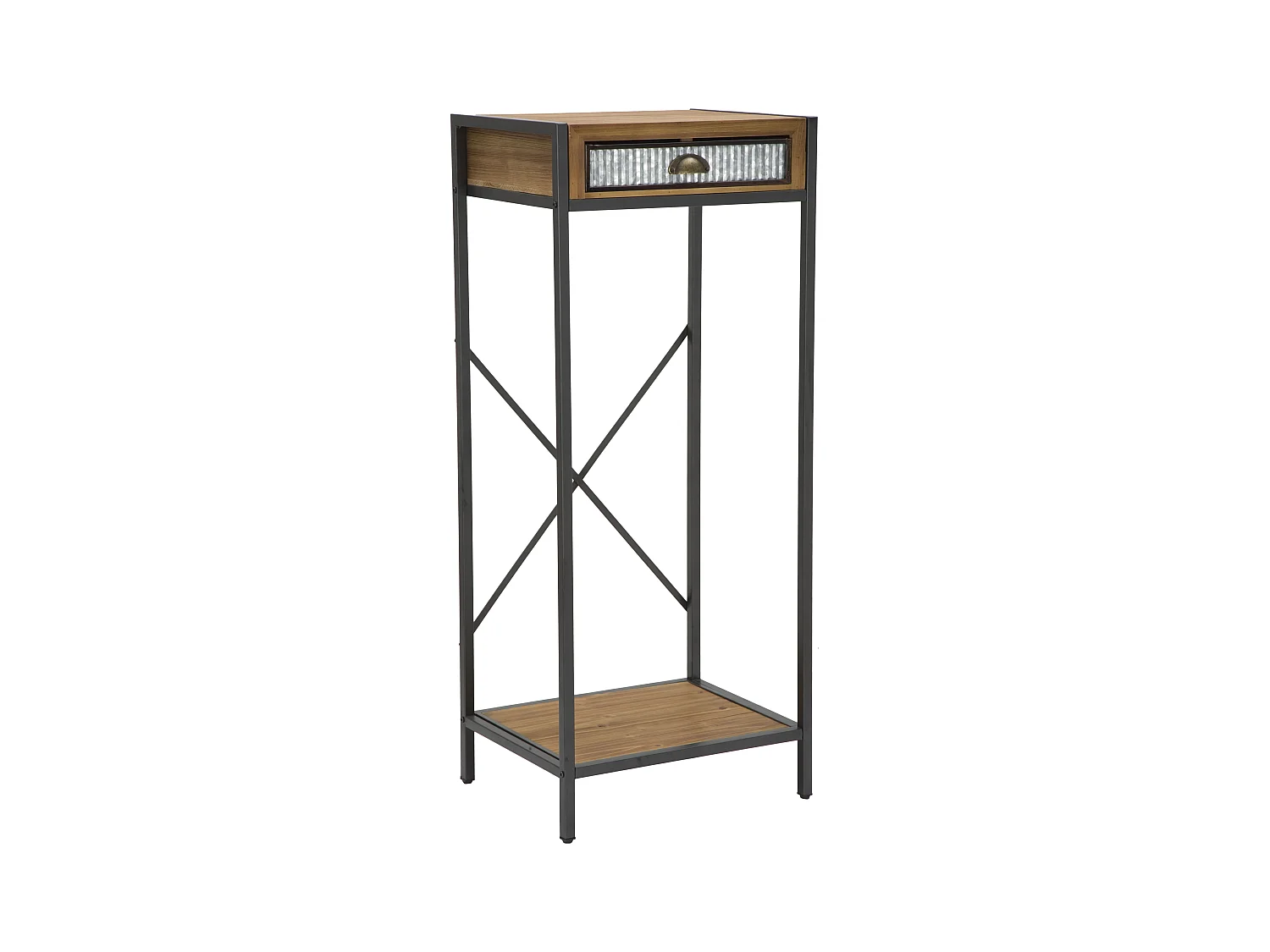 Mobiletto in metallo e legno marrone con cassetto cm 50x40x121