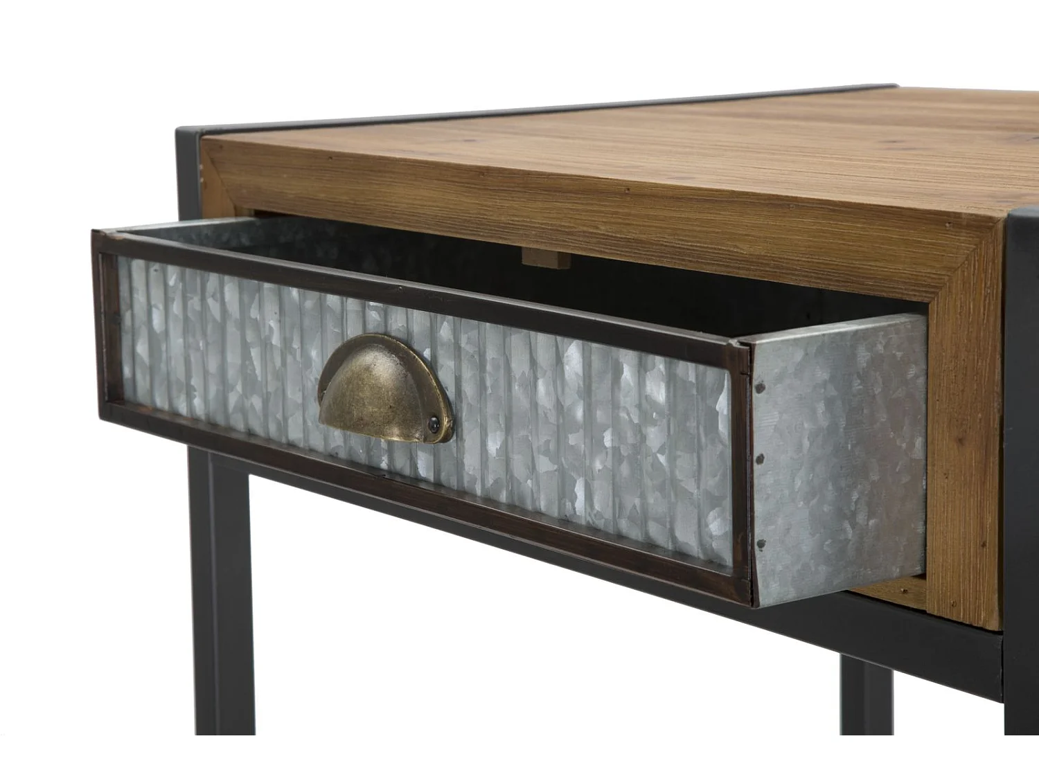 Meuble en métal et bois marron avec tiroir 50x40x121 cm