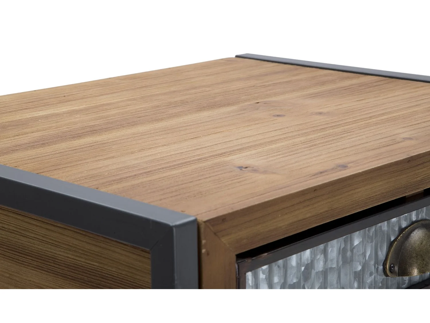 Meuble en métal et bois marron avec tiroir 50x40x121 cm