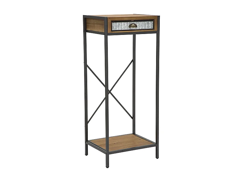 Mobiletto in metallo e legno marrone con cassetto cm 50x40x121