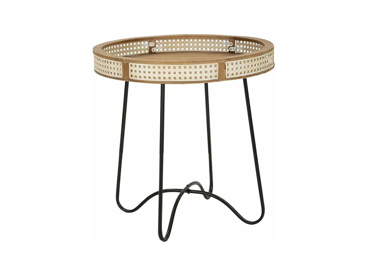 Table basse en bois et métal marron et noir Ø 60x60,5 cm