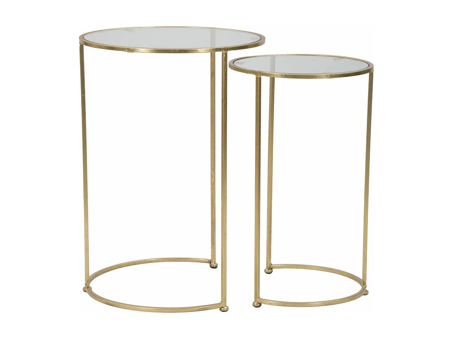 Set di 2 tavolinetti in metallo dorato Ø cm 44,5x63-34,5x56,5