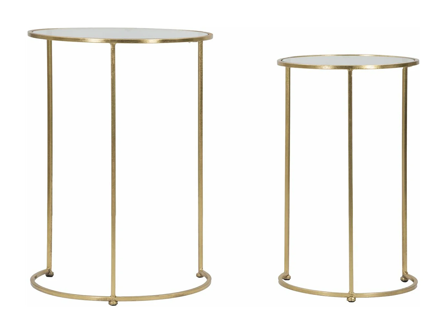 Lot de 2 petites tables en métal doré Ø 44,5x63-34,5x56,5 cm