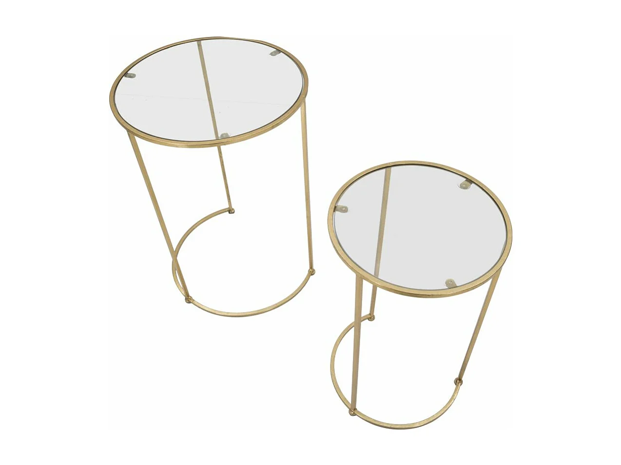 Lot de 2 petites tables en métal doré Ø 44,5x63-34,5x56,5 cm