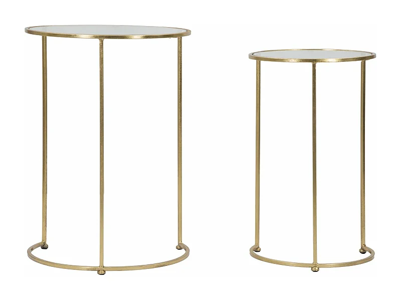 Lot de 2 petites tables en métal doré Ø 44,5x63-34,5x56,5 cm