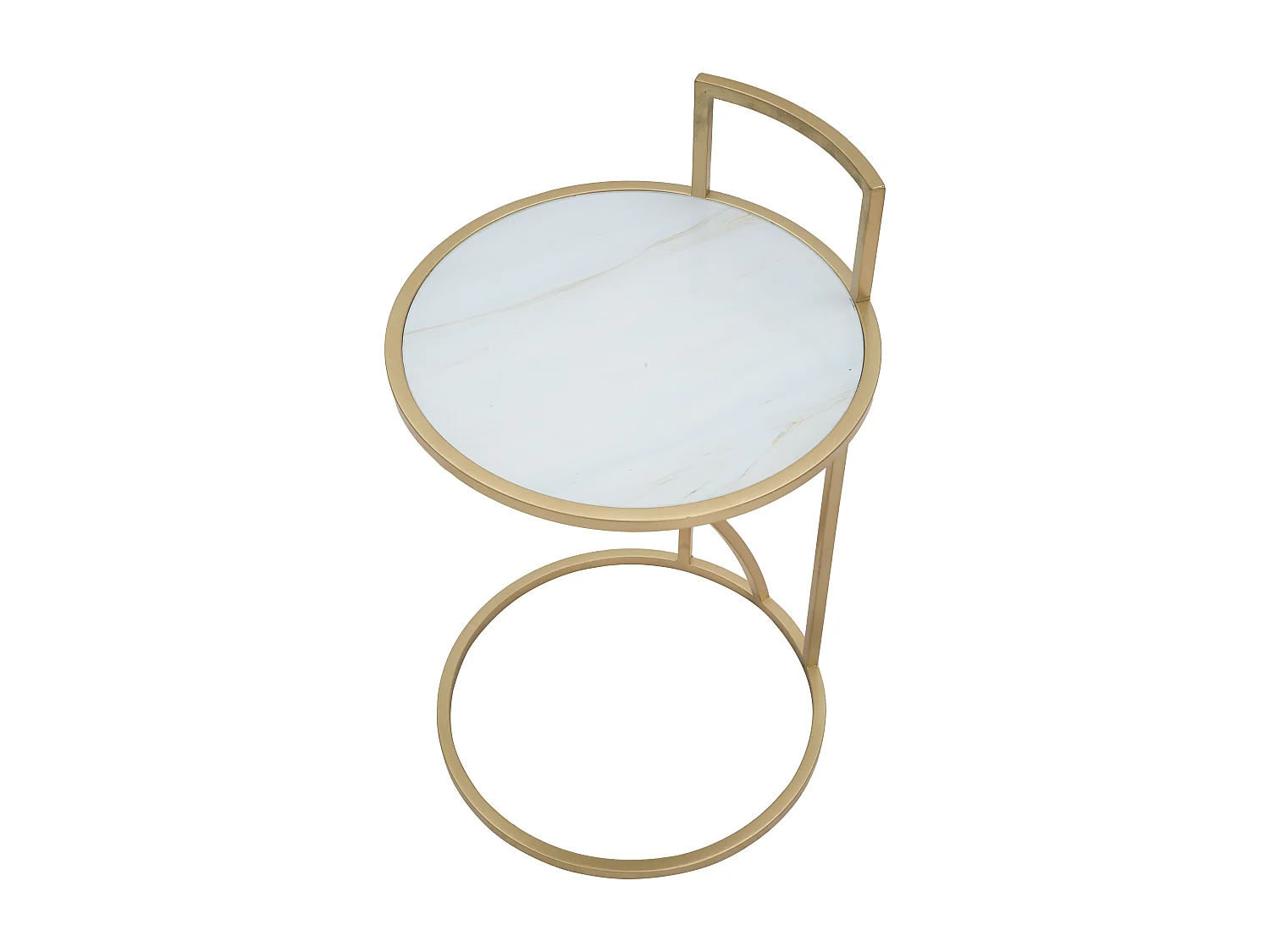 Table d'Appoint Effet Marbre "Sophie" 61cm Blanc & Or