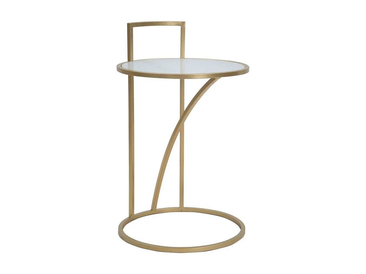 Table d'Appoint Effet Marbre "Sophie" 61cm Blanc & Or