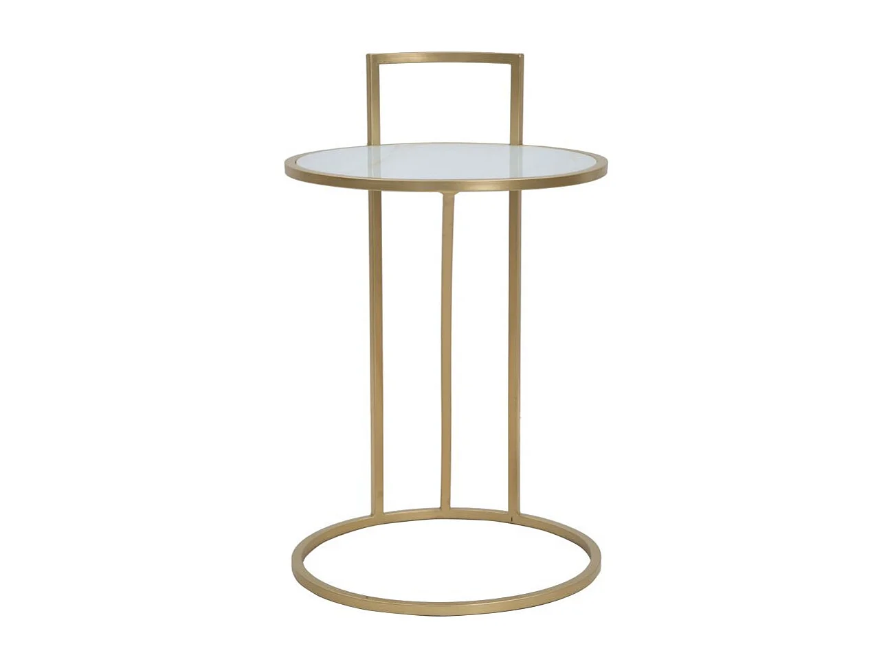 Table d'Appoint Effet Marbre "Sophie" 61cm Blanc & Or