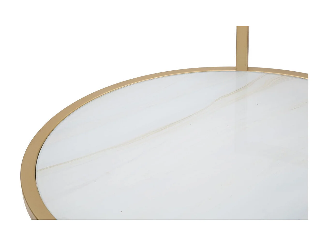 Table d'Appoint Effet Marbre "Sophie" 61cm Blanc & Or