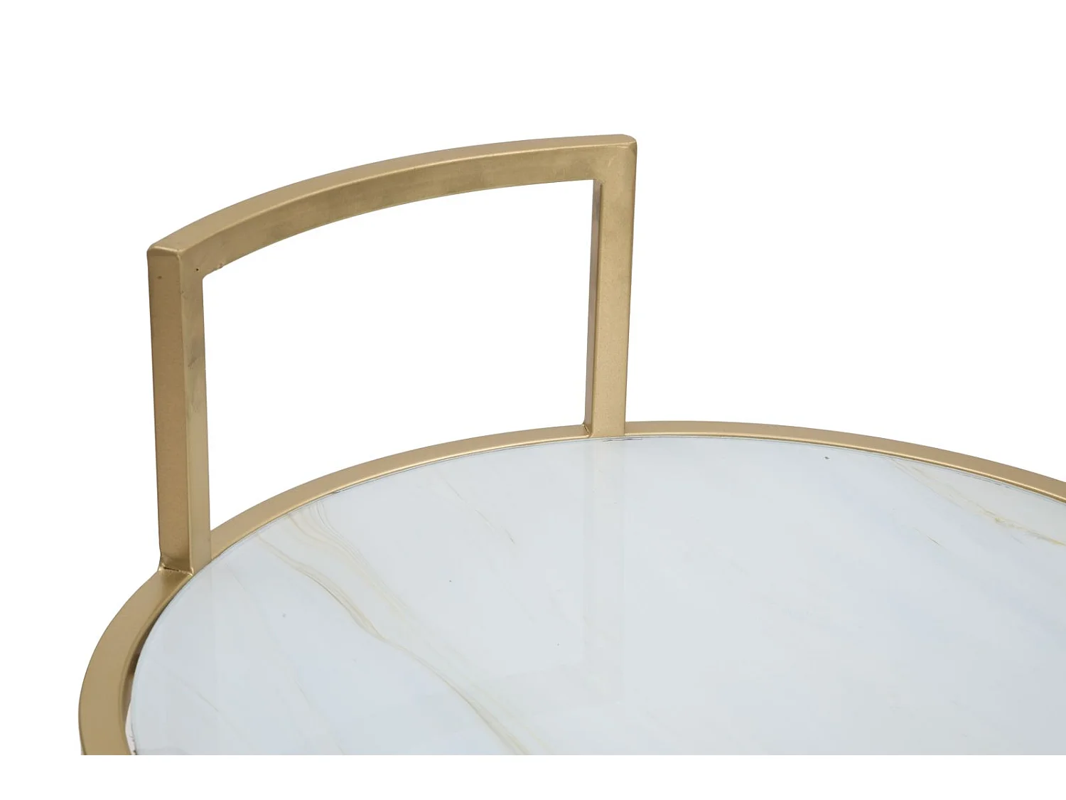 Table d'Appoint Effet Marbre "Sophie" 61cm Blanc & Or