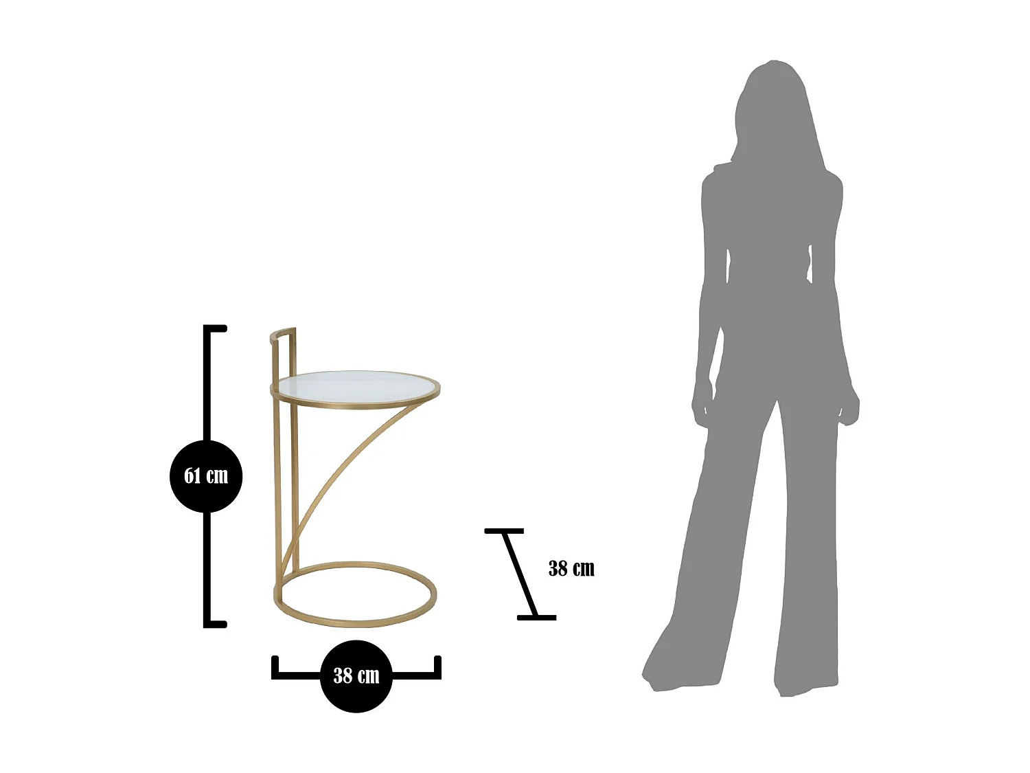 Table d'Appoint Effet Marbre "Sophie" 61cm Blanc & Or