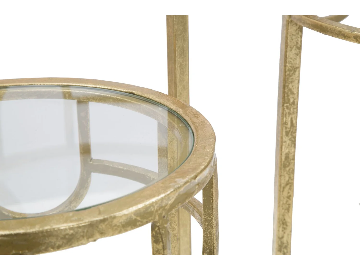 Lot de 3 Tables d'Appoint Gigognes "Dolly" 70cm Or