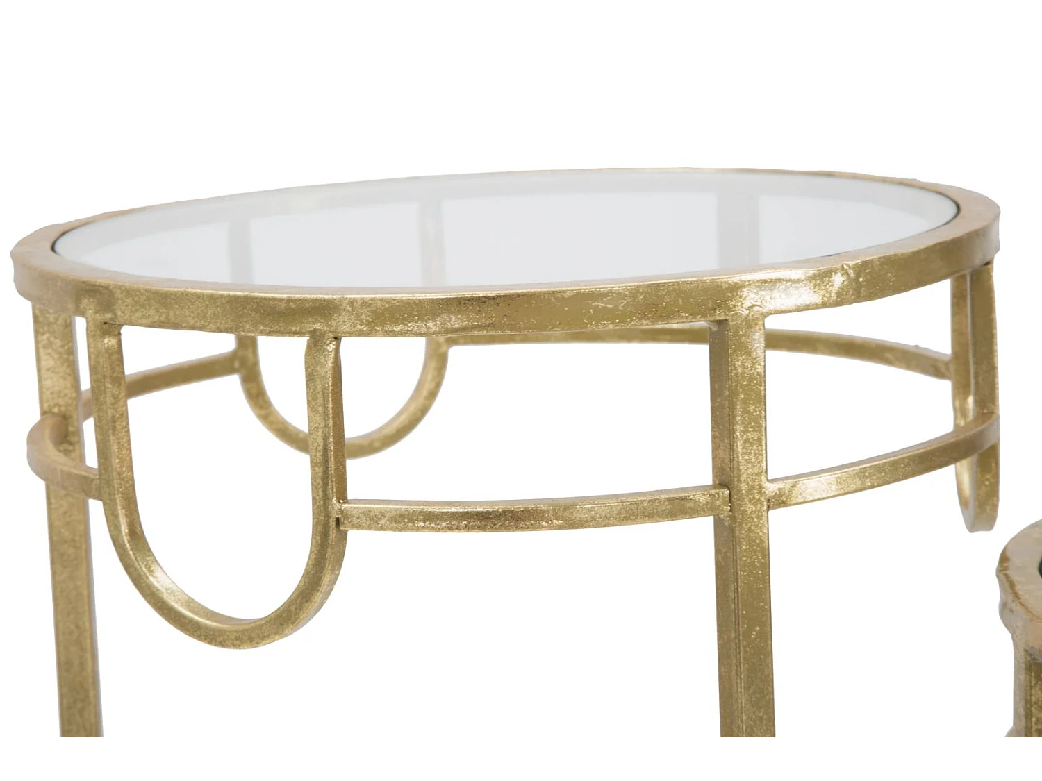 Lot de 3 Tables d'Appoint Gigognes "Dolly" 70cm Or