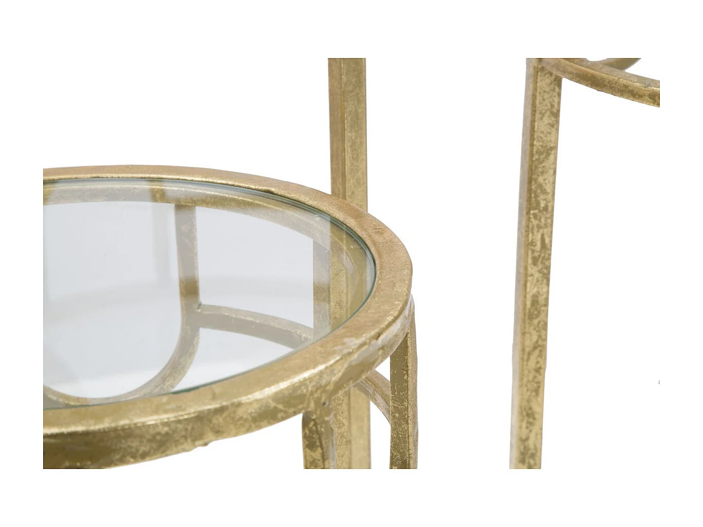 Lot de 3 Tables d'Appoint Gigognes "Dolly" 70cm Or