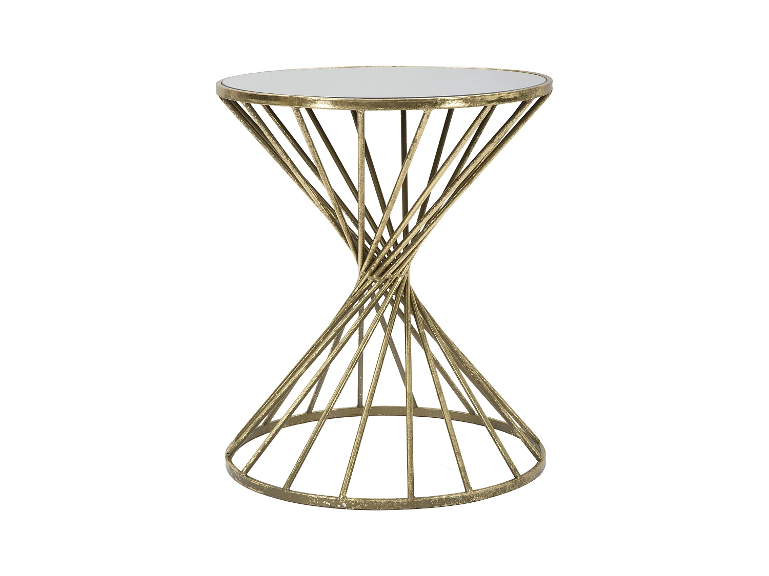 Table basse en métal doré avec plateau miroir Ø 42x50 cm