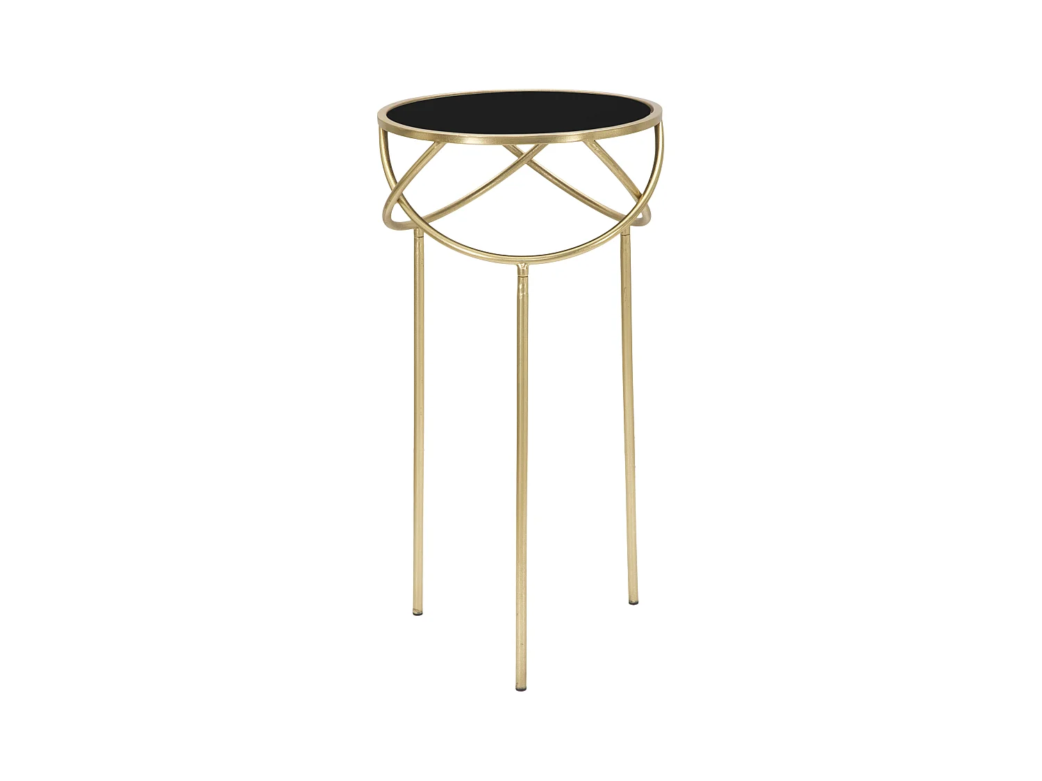 Table basse ronde en métal doré à 3 pieds Ø 40x80 cm