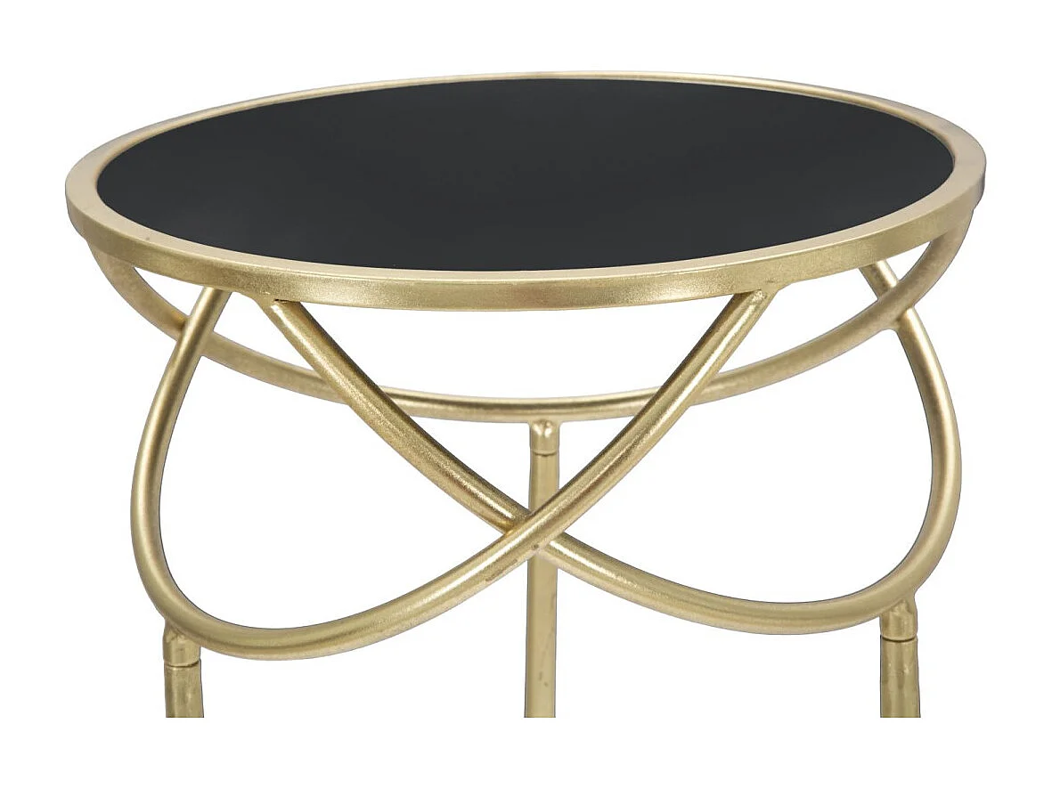 Table d'Appoint Design "Ring" 80cm Noir & Or