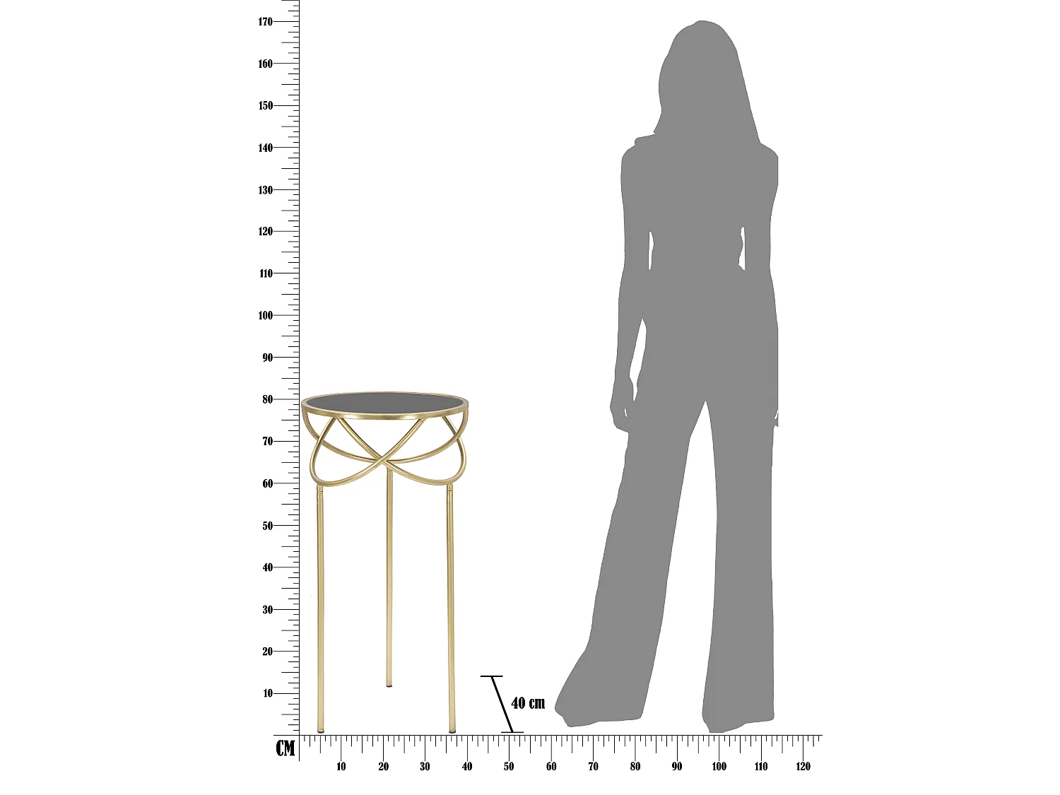 Table d'Appoint Design "Ring" 80cm Noir & Or