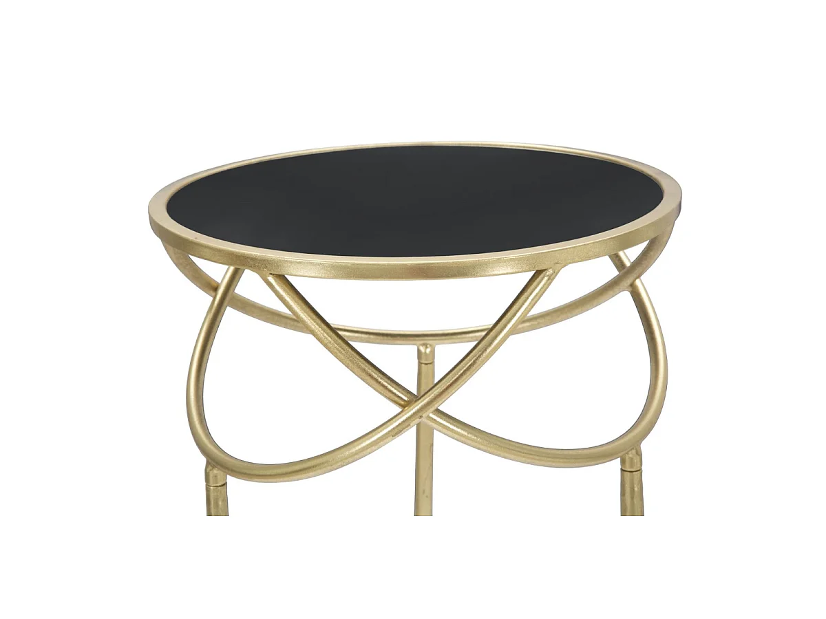 Table d'Appoint Design "Ring" 80cm Noir & Or