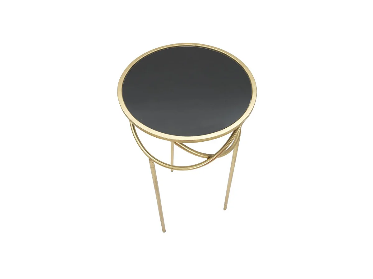 Table d'Appoint Design "Ring" 80cm Noir & Or