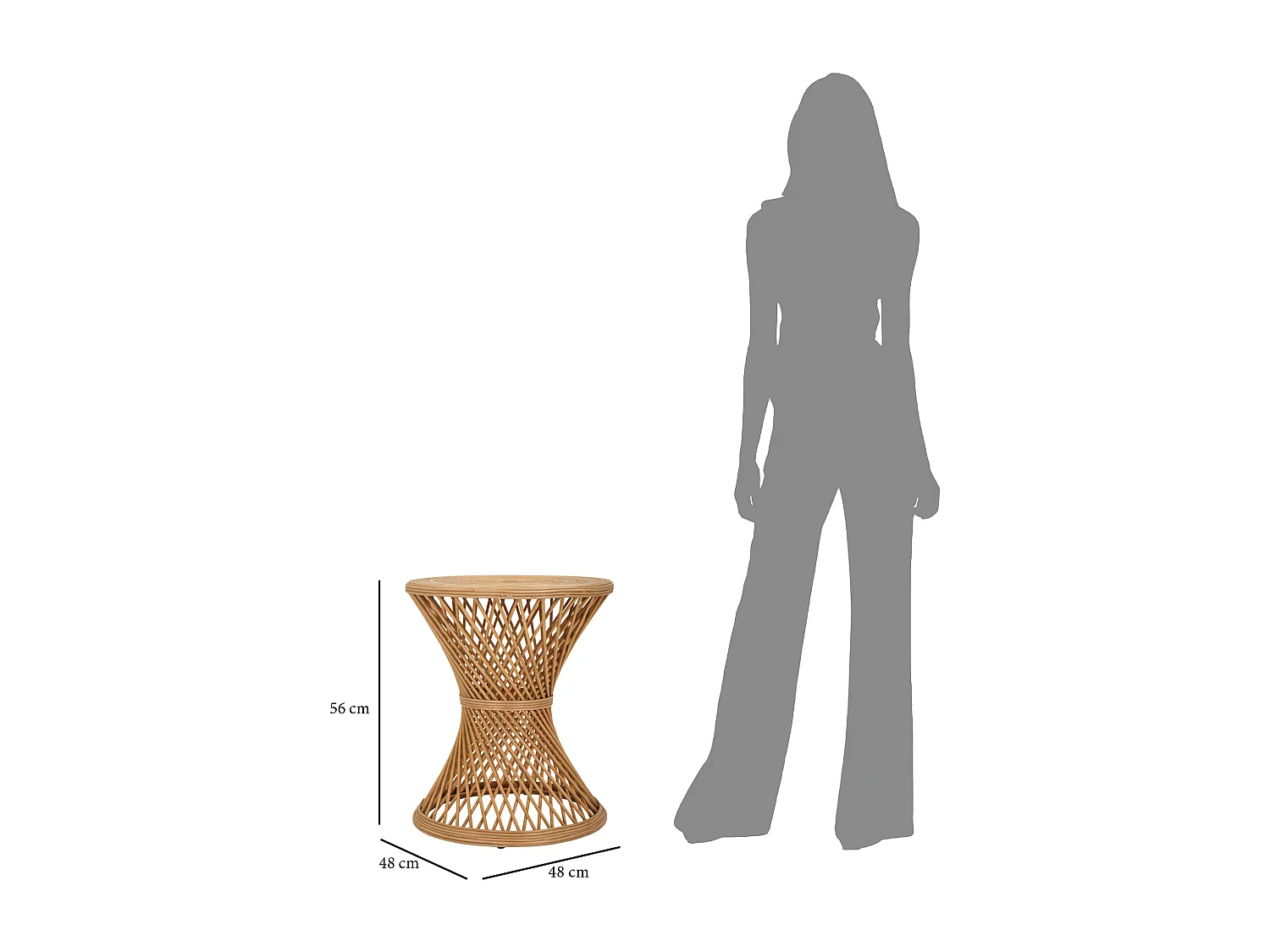 Table d'Appoint en Rotin "Marcia" 56cm Naturel