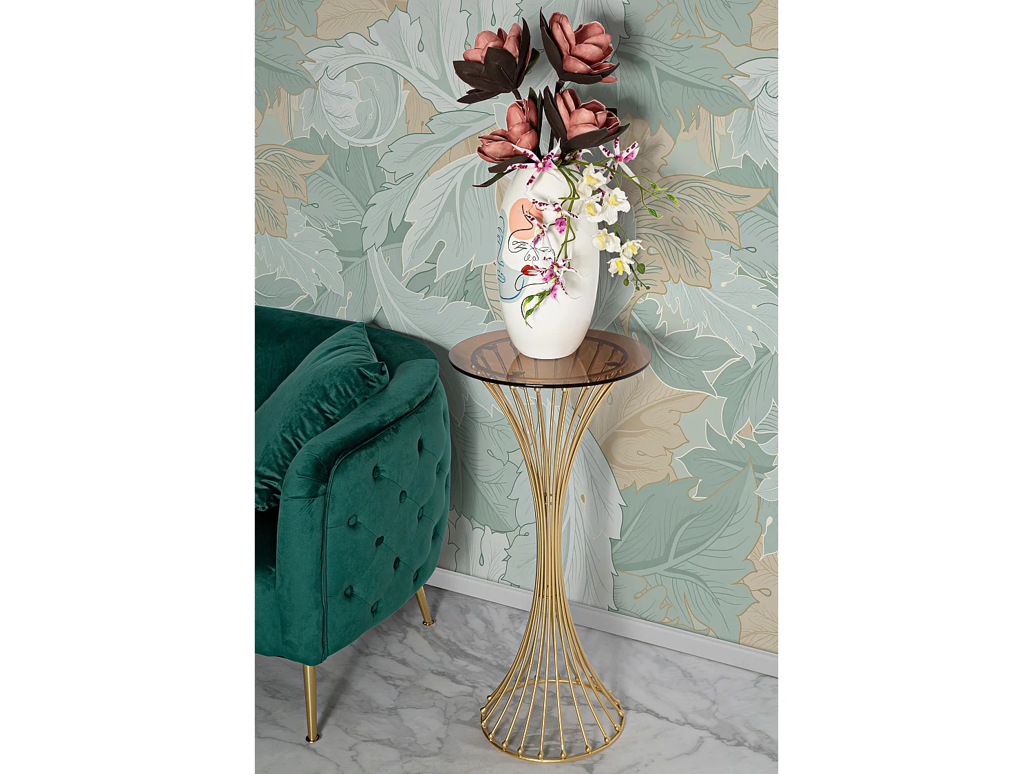 Table d'Appoint Design en Métal "Century" 82cm Or