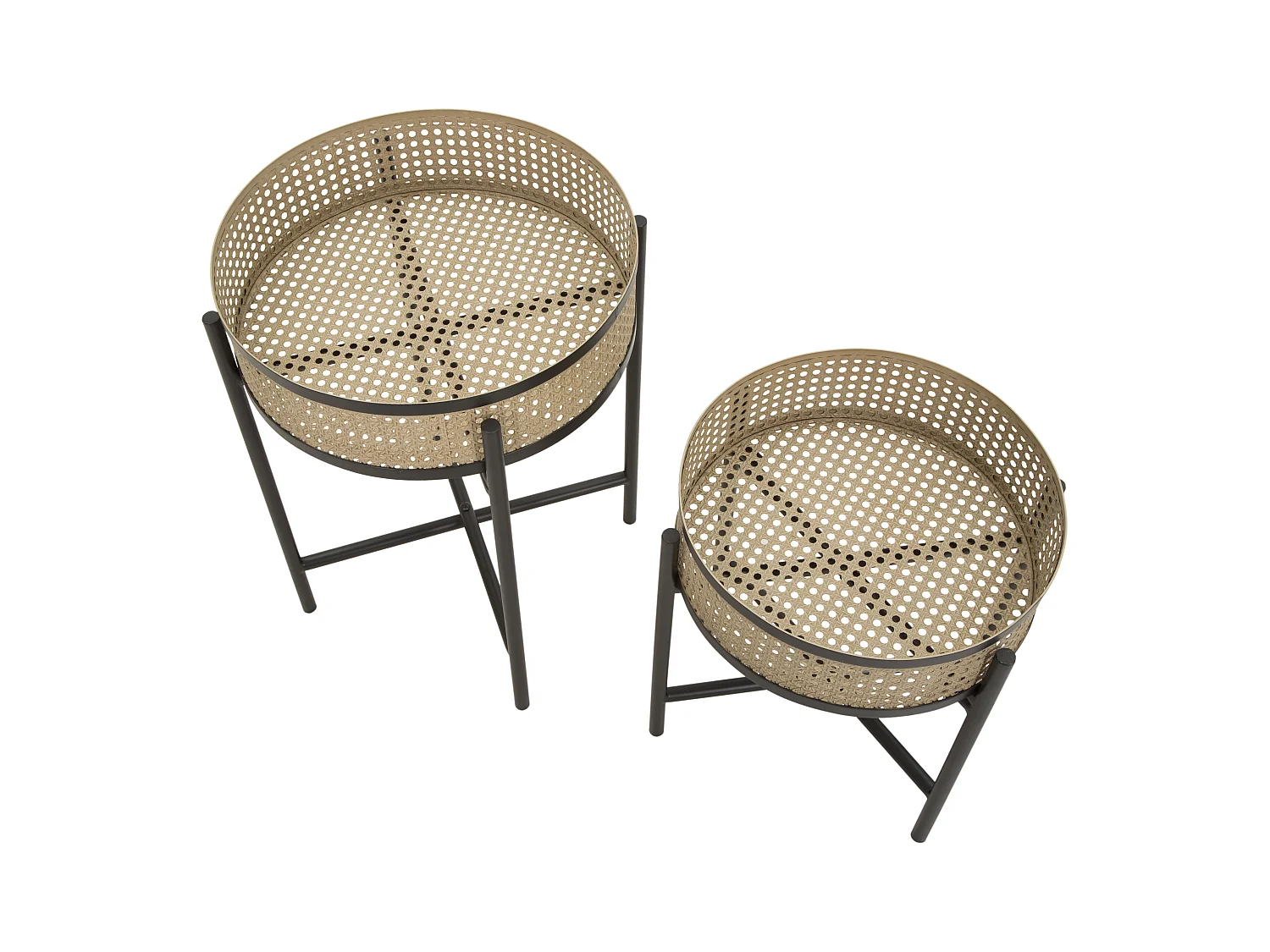 Lot de 2 Tables d'Appoint "Fuji" 50cm Noir & Naturel