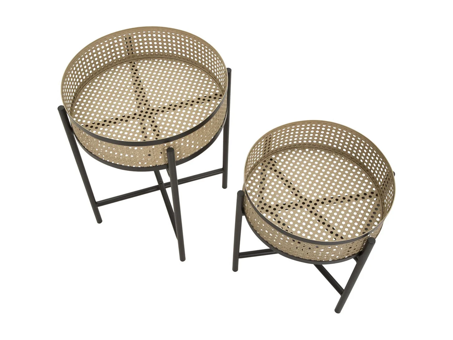 Lot de 2 Tables d'Appoint "Fuji" 50cm Noir & Naturel