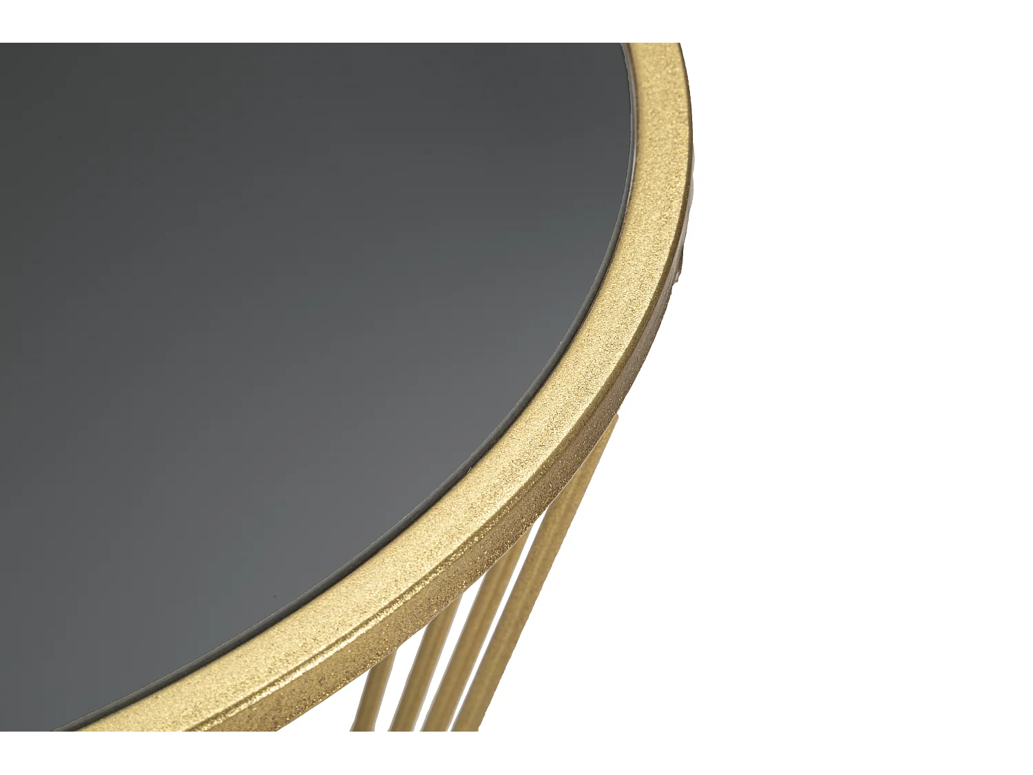 Tavolo rotondo in metallo dorato con piano specchio Ø cm 50x100