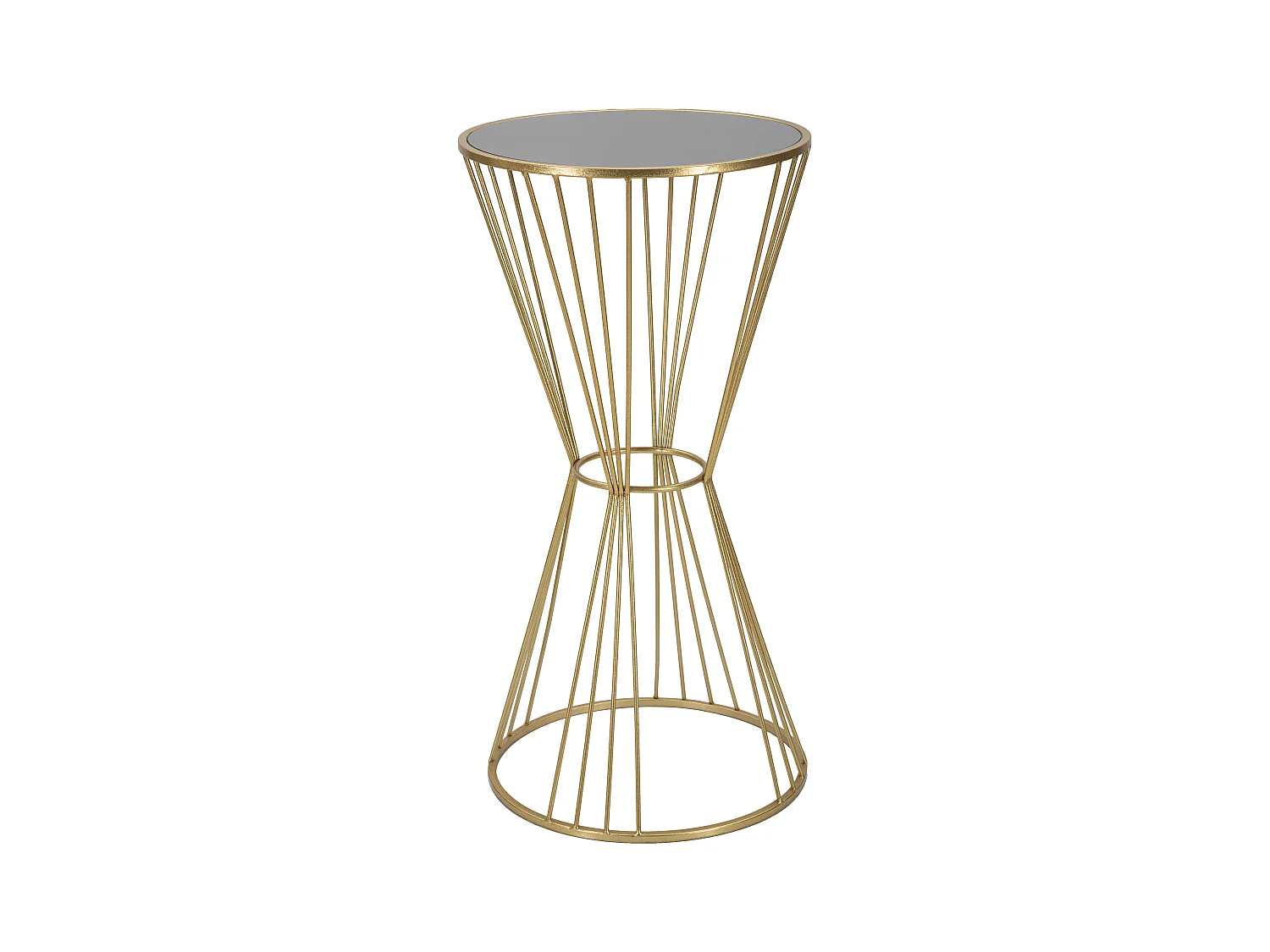 Table ronde en métal doré avec plateau miroir Ø 50x100 cm