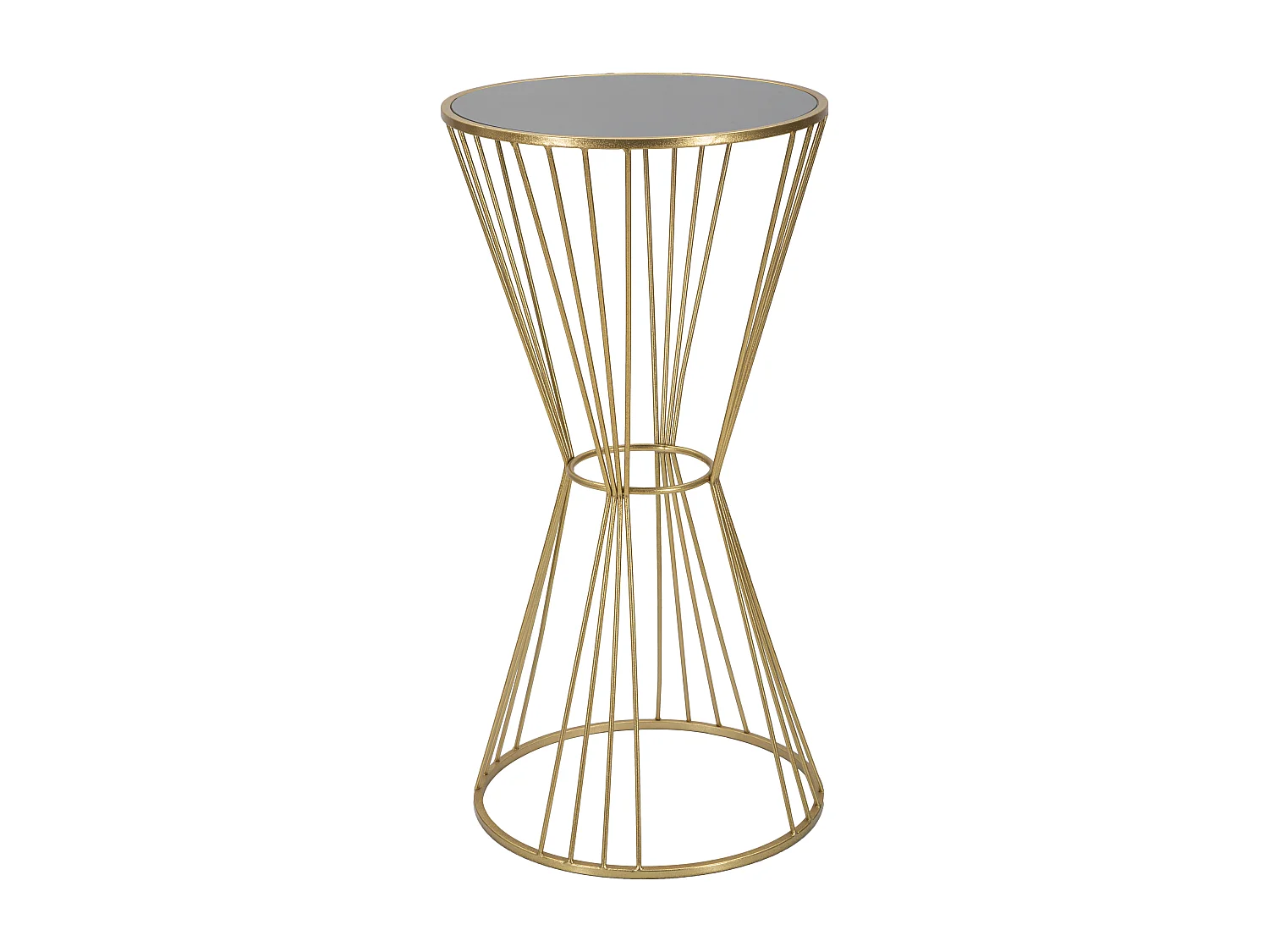 Tavolo rotondo in metallo dorato con piano specchio Ø cm 50x100