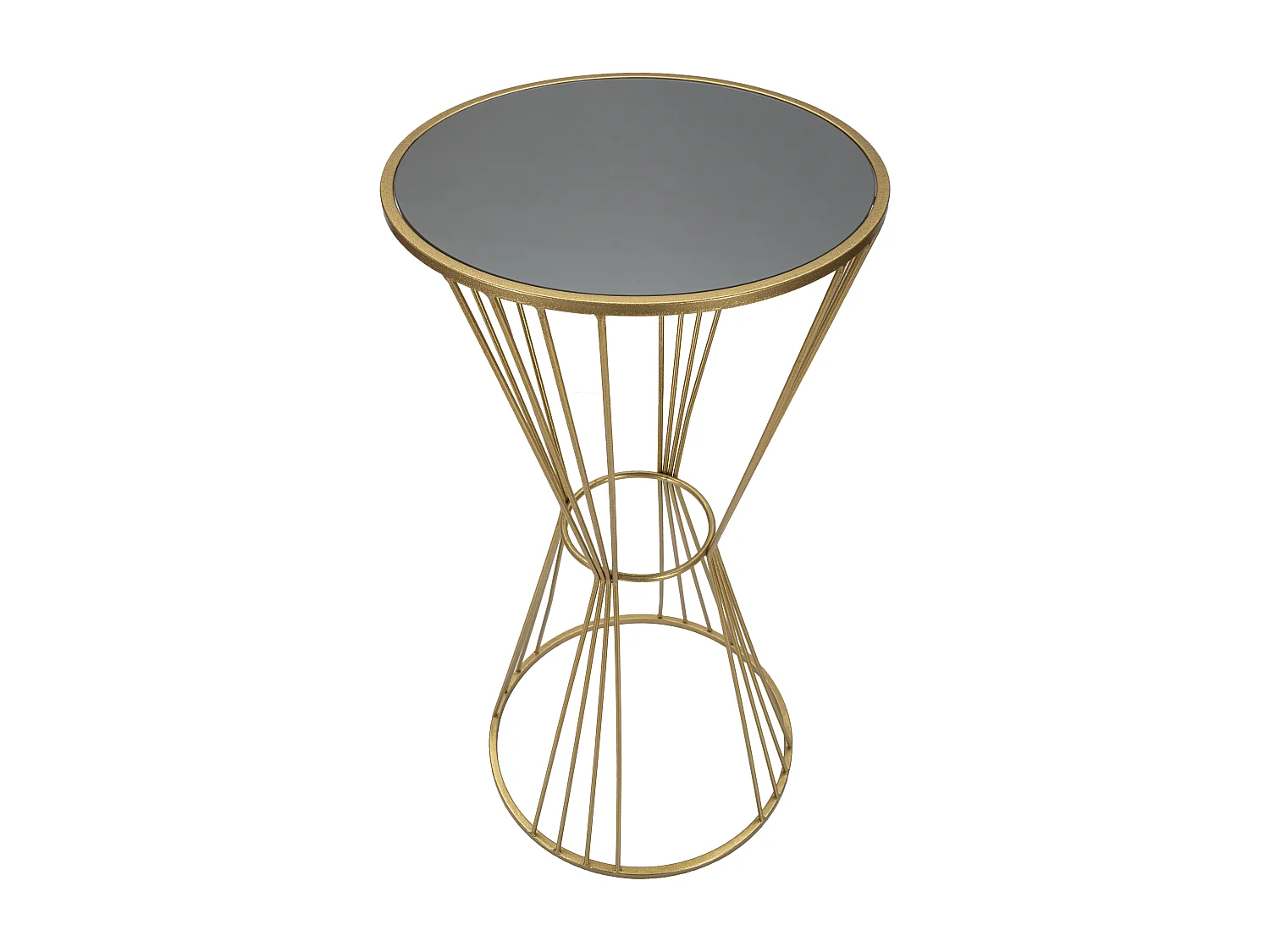 Tavolo rotondo in metallo dorato con piano specchio Ø cm 50x100