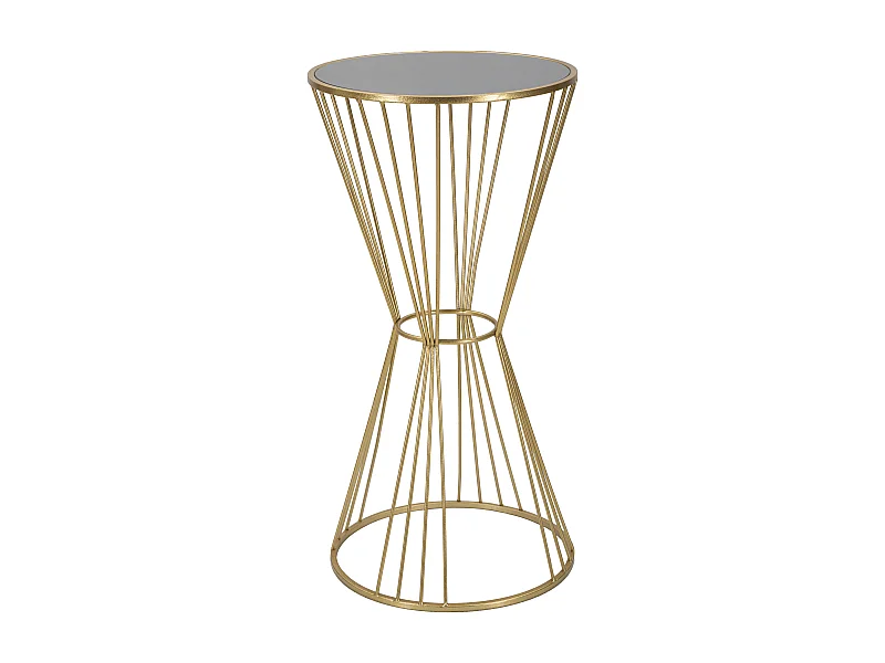 Table ronde en métal doré avec plateau miroir Ø 50x100 cm