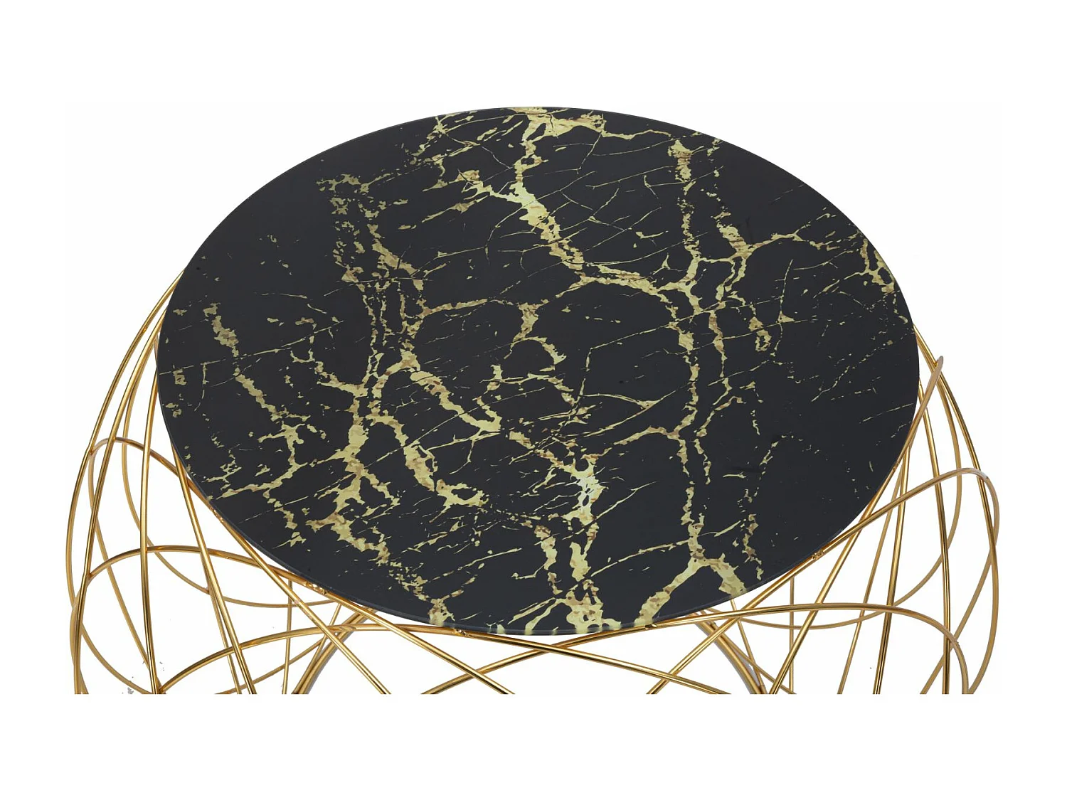 Set di 2 tavolinetti rotondi in metallo dorato Ø cm 68x56-43x45