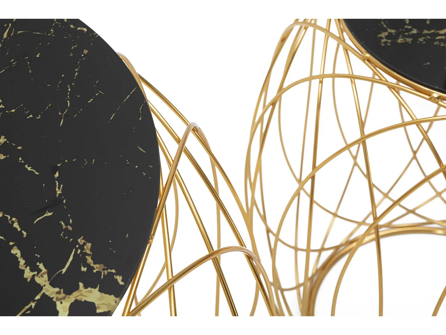 Set di 2 tavolinetti rotondi in metallo dorato Ø cm 68x56-43x45