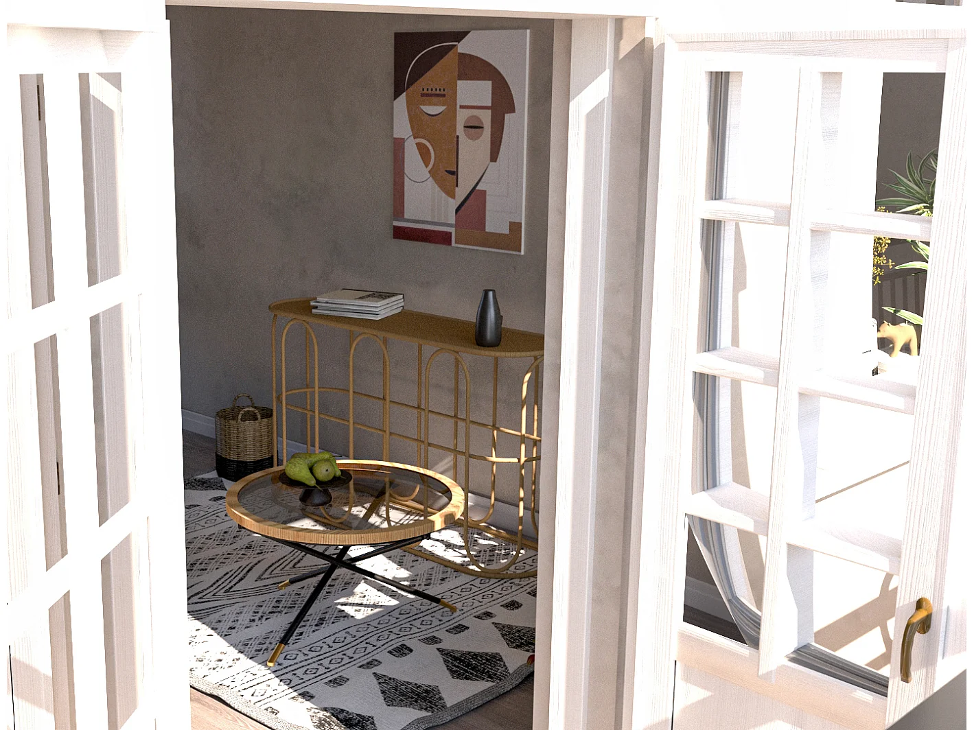 Table Basse Ronde "St Barth" 80cm Multicolore