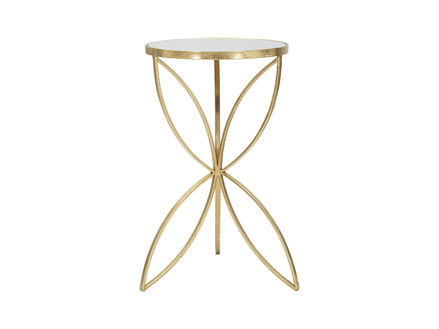 Table basse ronde en métal doré avec plateau miroir Ø 35x60 cm