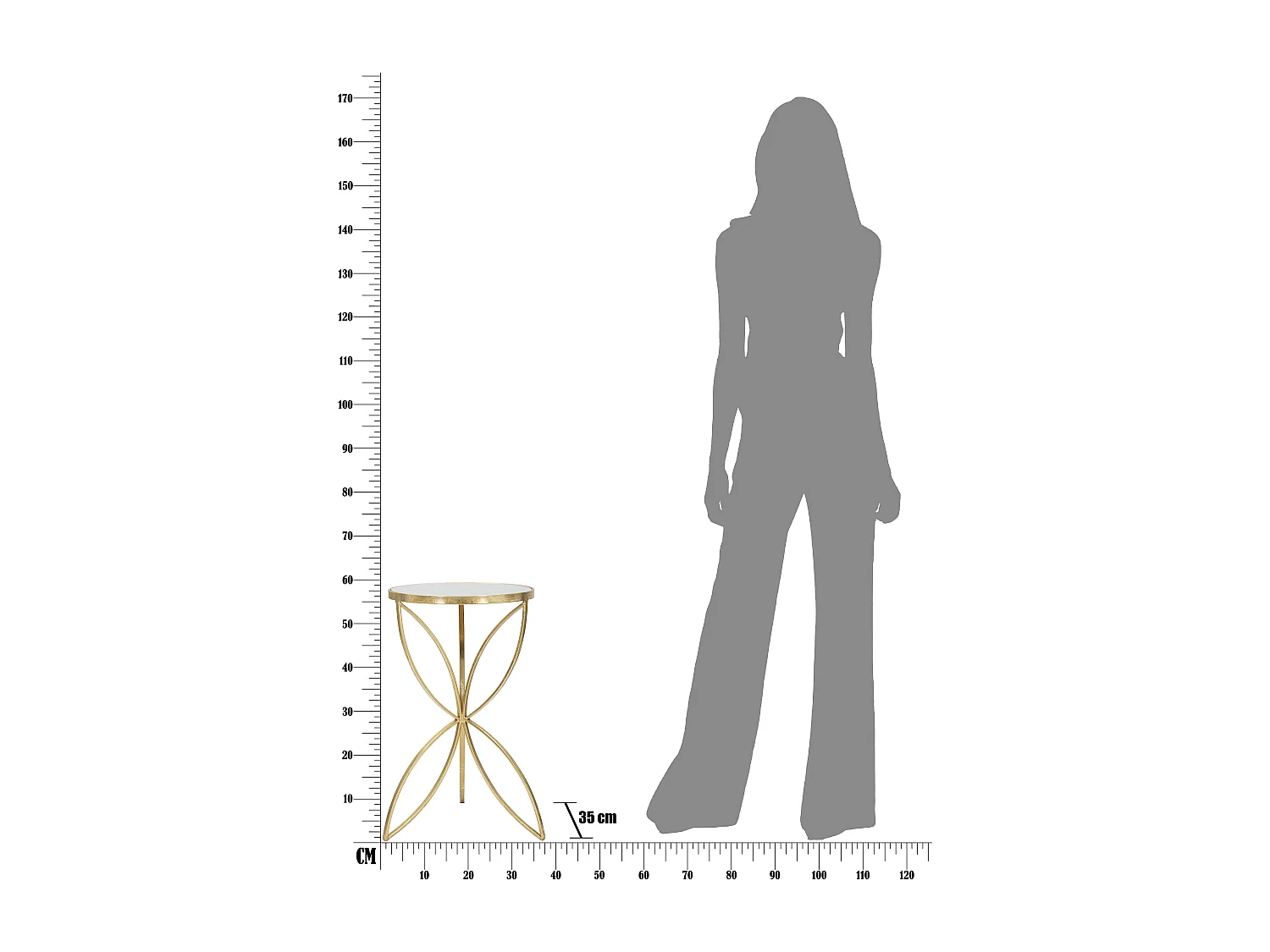 Table d'Appoint Design "Butterfly" 60cm Or