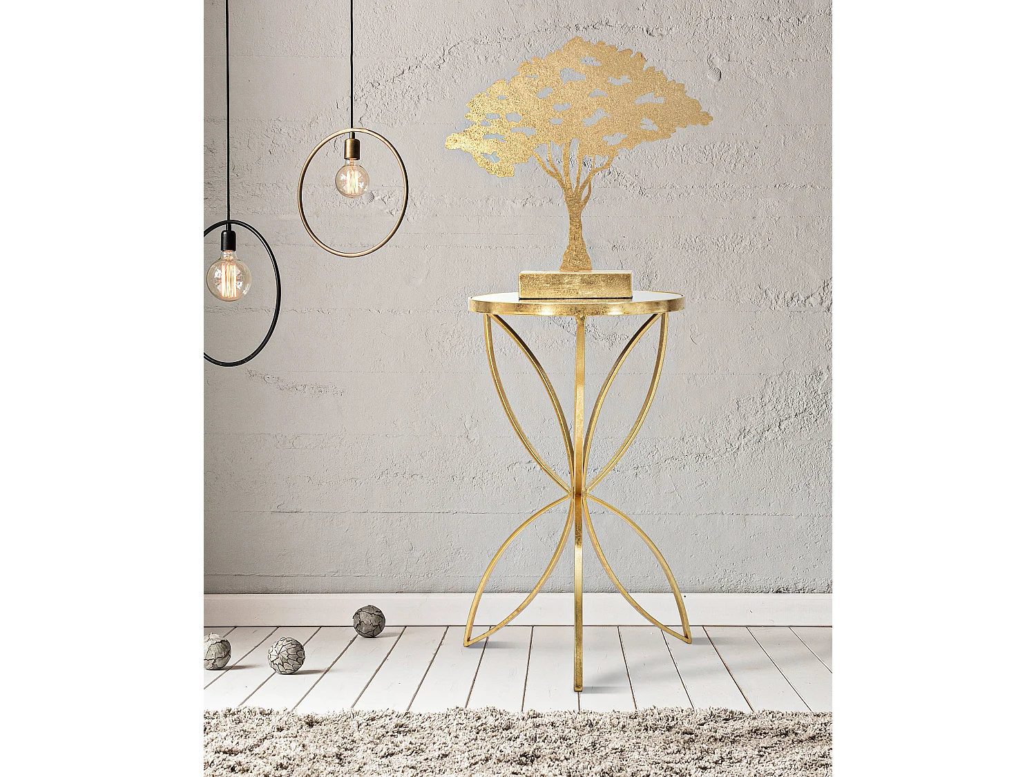 Table d'Appoint Design "Butterfly" 60cm Or