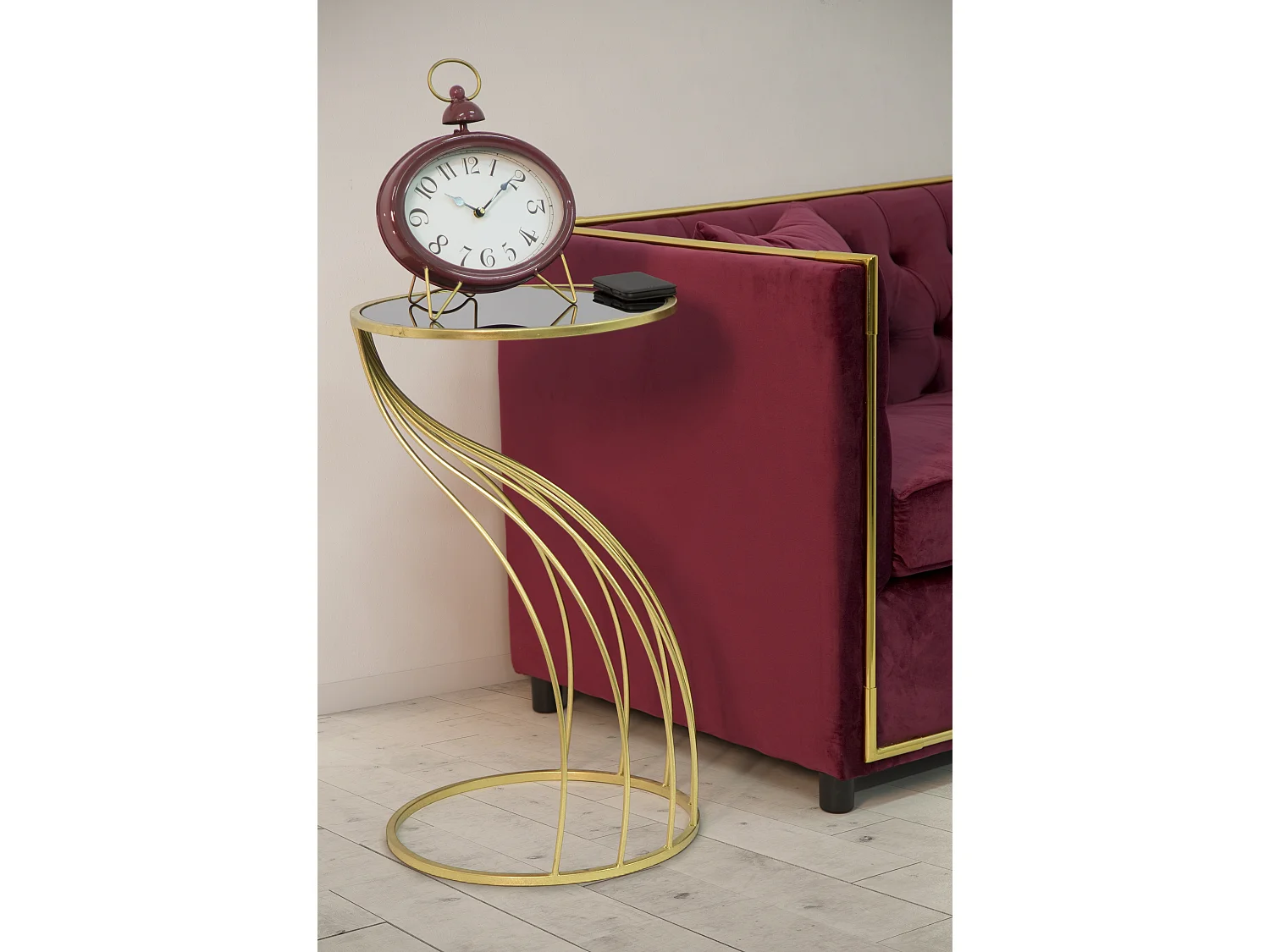 Table d'Appoint Design "Flush" 73cm Noir & Or