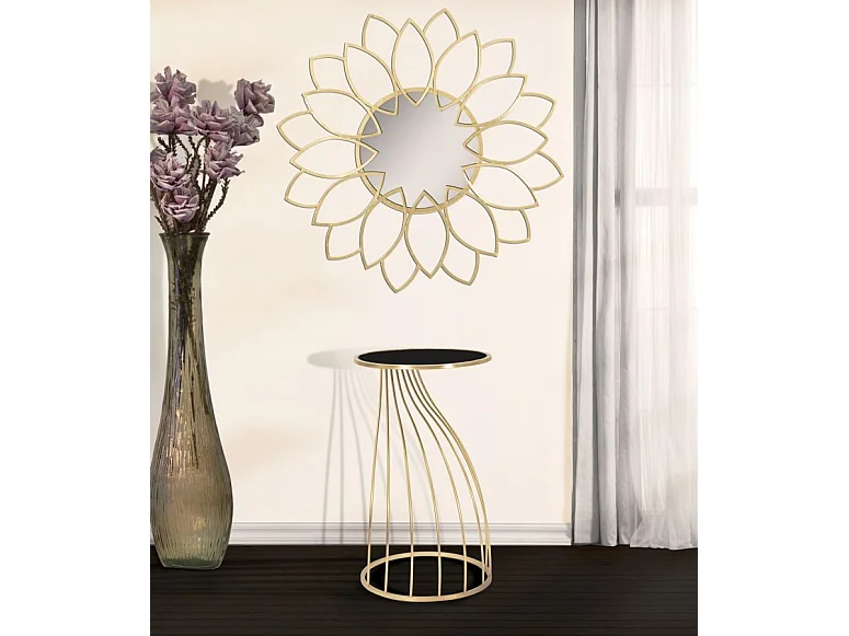 Table d'Appoint Design "Flush" 73cm Noir & Or