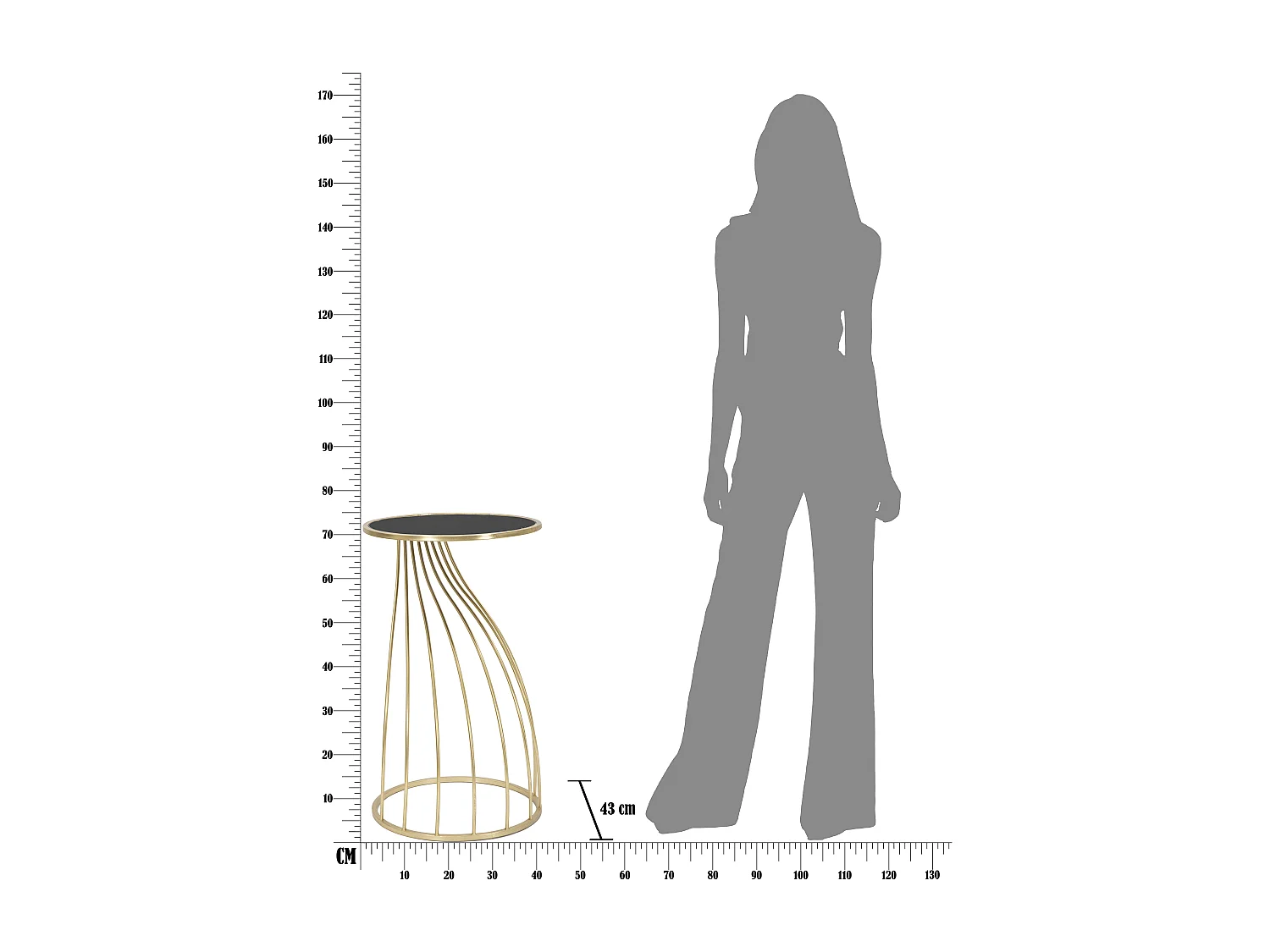 Table d'Appoint Design "Flush" 73cm Noir & Or