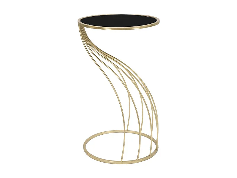 Table d'Appoint Design "Flush" 73cm Noir & Or