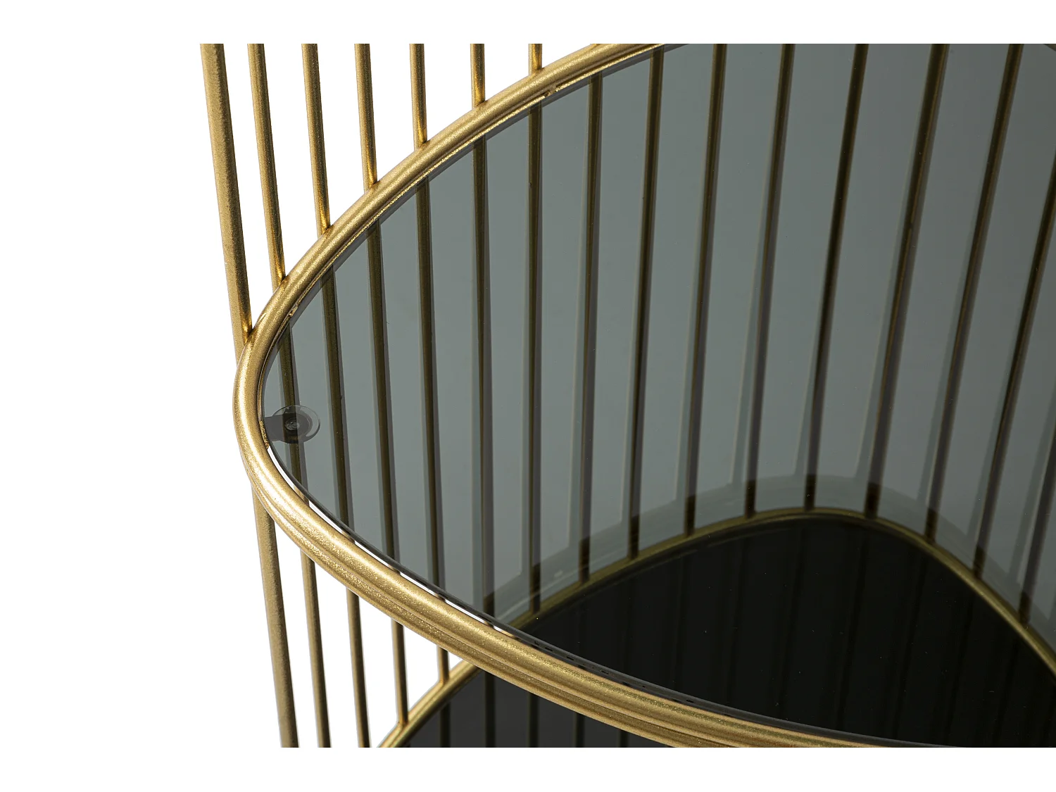 Tavolinetto con 2 ripiani in metallo e vetro dorato Ø cm 45x80