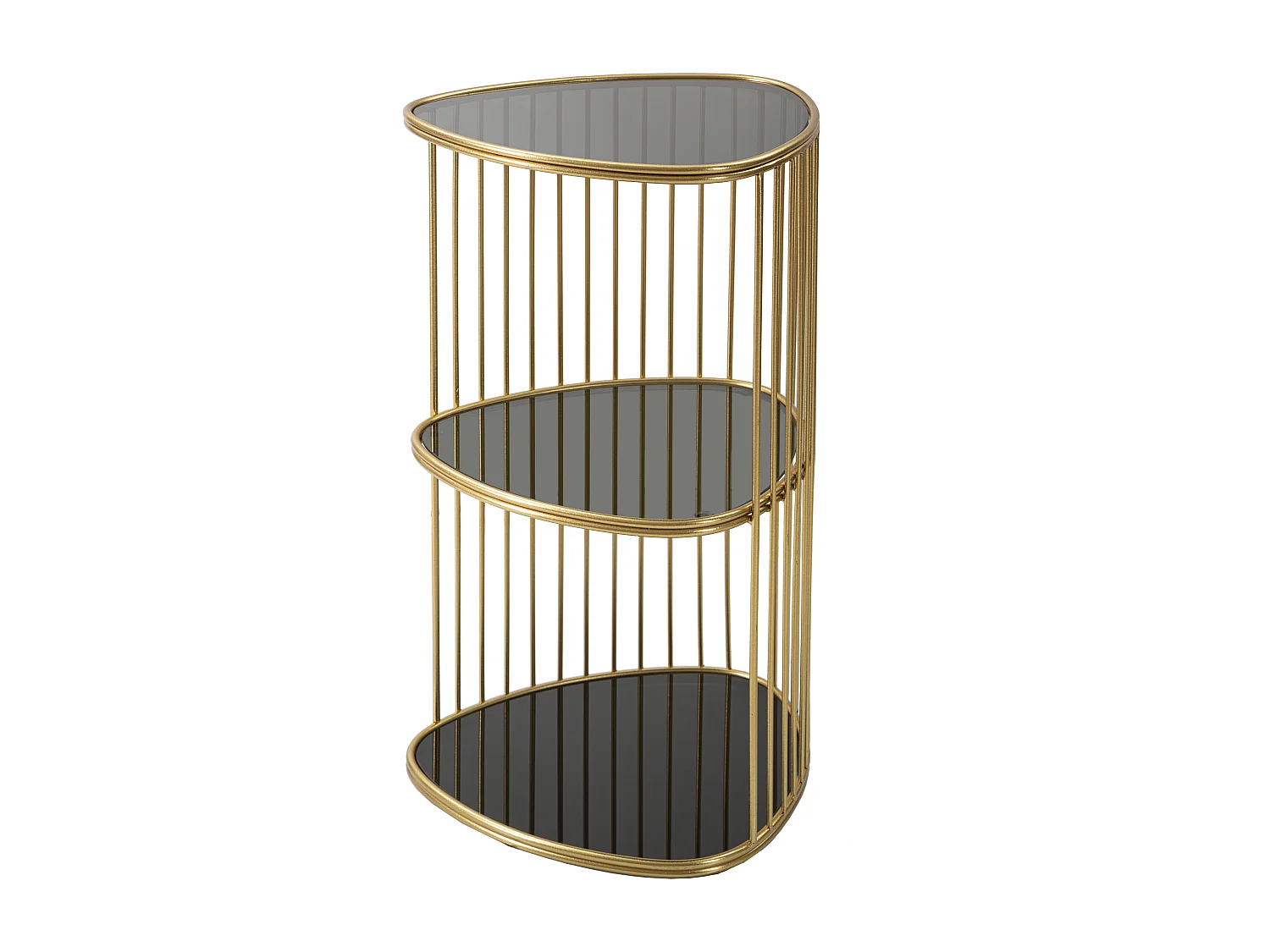 Table basse avec 2 étagères en métal et verre doré Ø cm 45x80